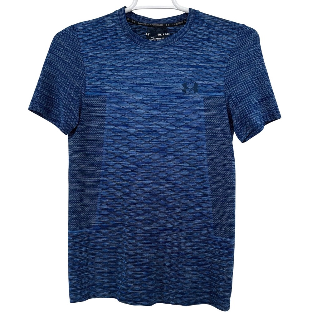 Under Armour Mens Vanish Tee Blue Marl Textured Seamless Training Shirt Small